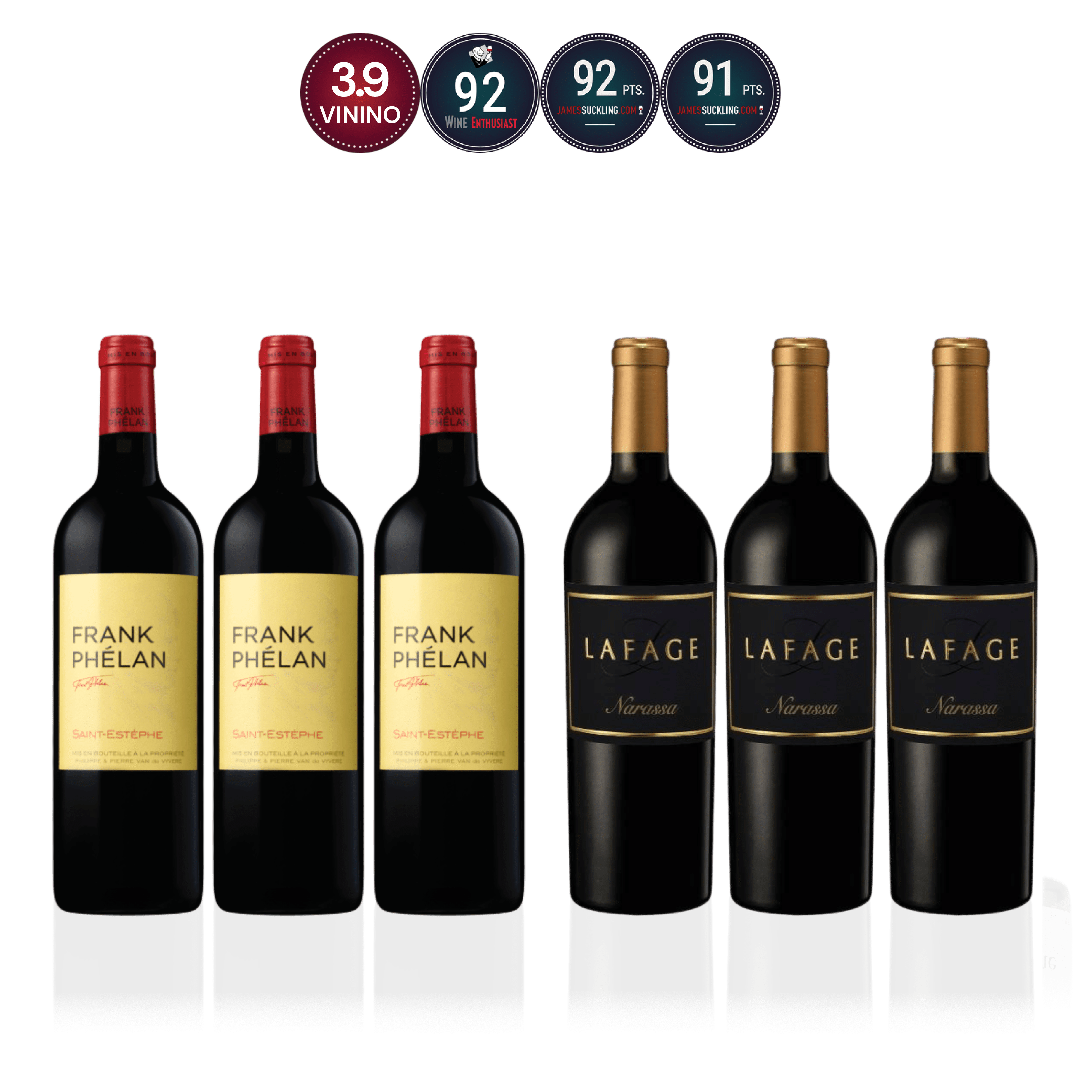 Den Sidste Flaske Rødvins Smagekasse Battle: Château Frank Phélan vs. Domaine Lafage (6 fl.)