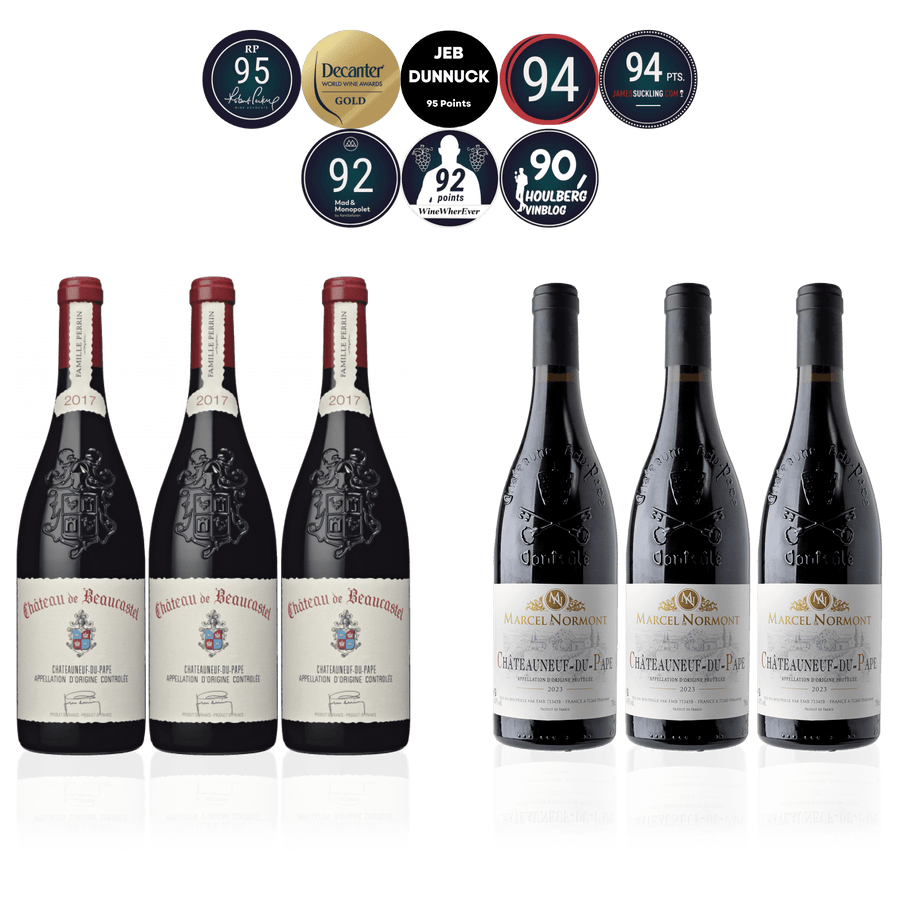 Den Sidste Flaske Rødvins Smagekasse Château de Beaucastel vs. Marcel De Normont (6 fl.)