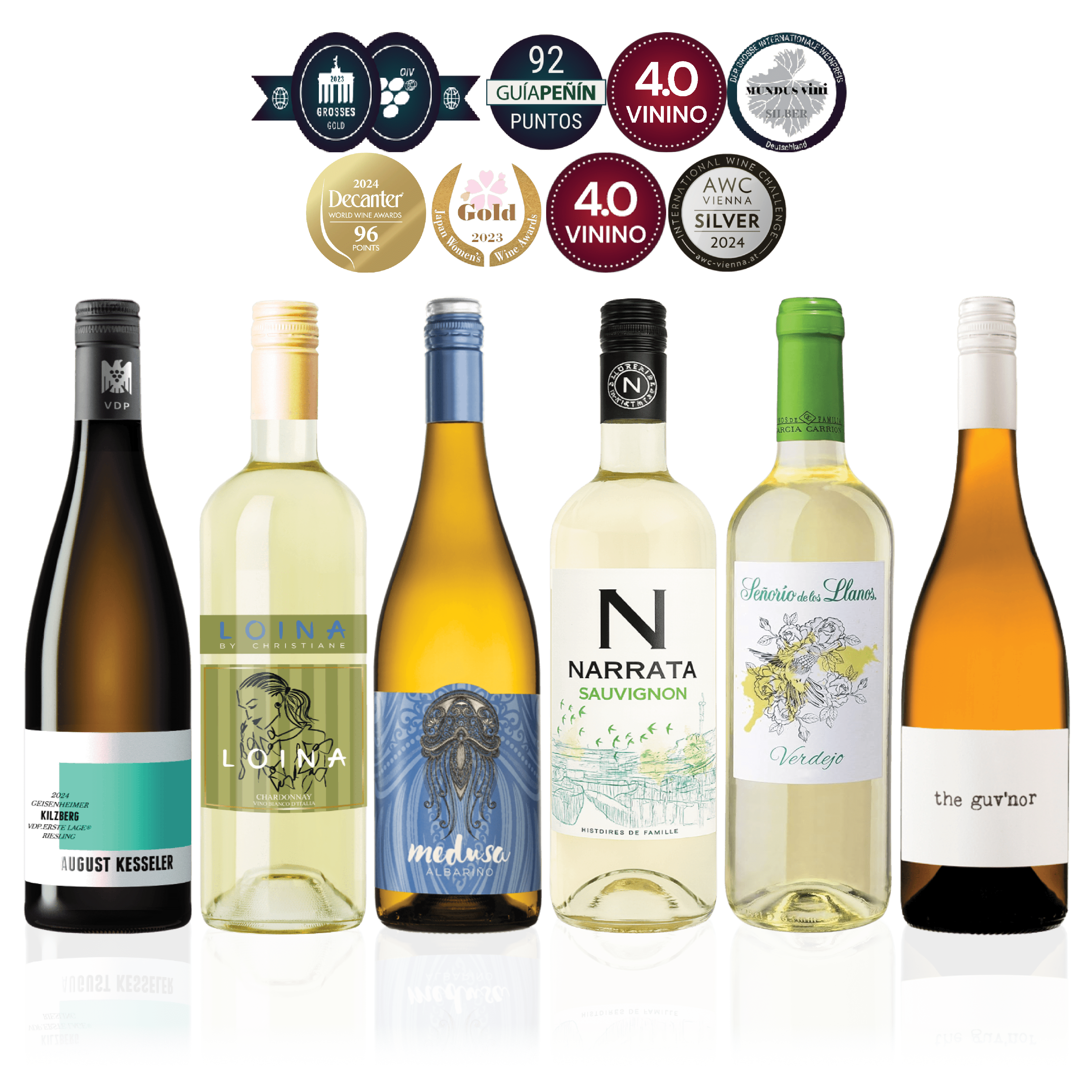 Den Sidste Flaske Hvidvins Smagekasse De Hvide Nyheder (6 fl.)