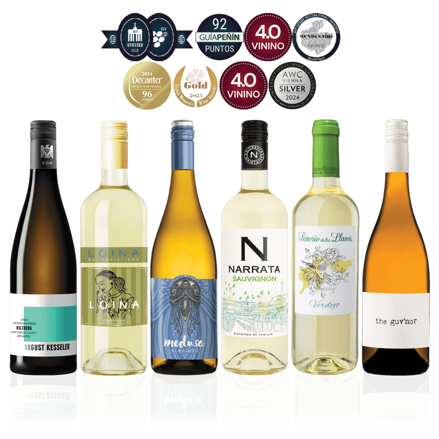 Den Sidste Flaske Hvidvins Smagekasse De Hvide Nyheder (6 fl.)