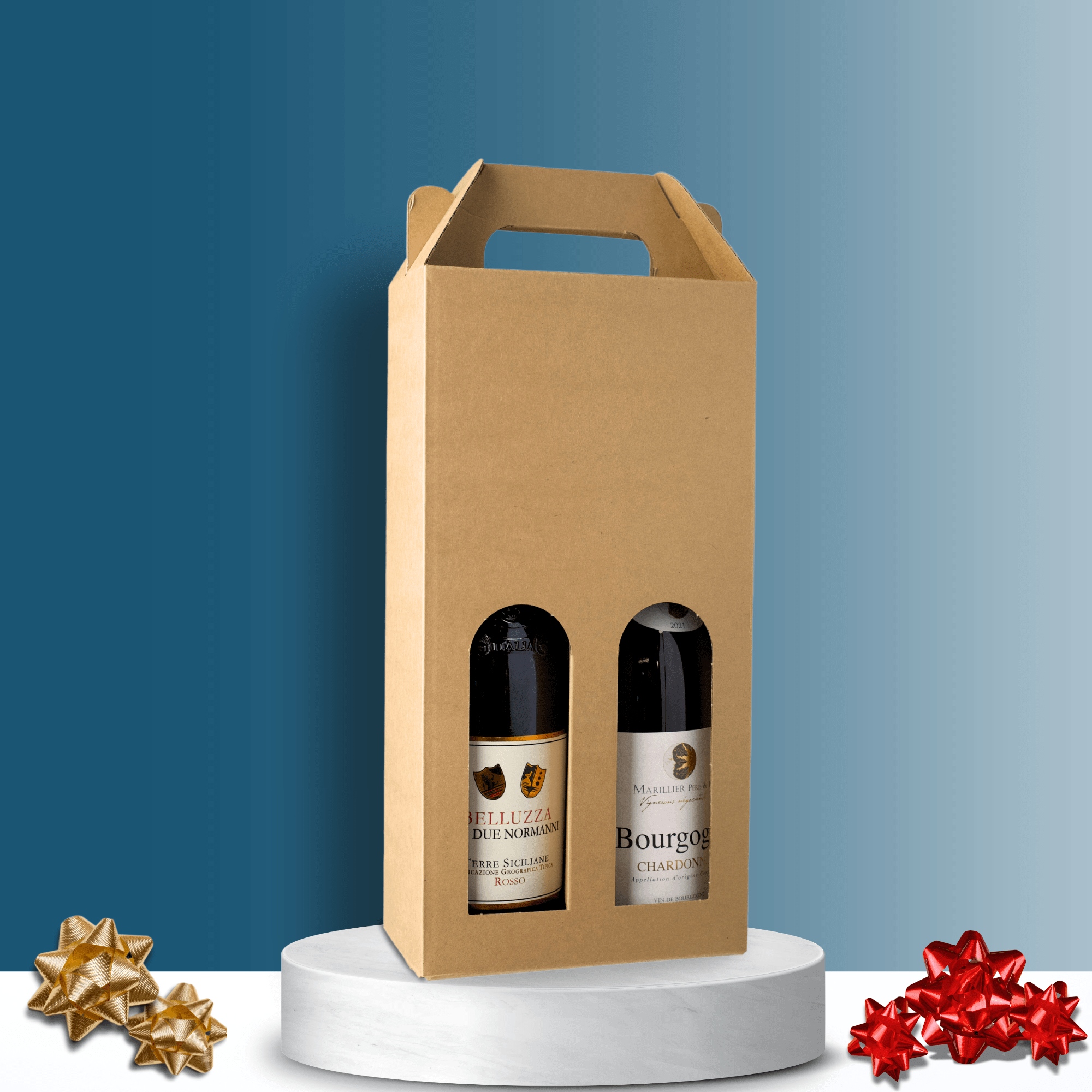 Den Sidste Flaske Gaveæsker i pap Gaveæske i natur til 2 flasker