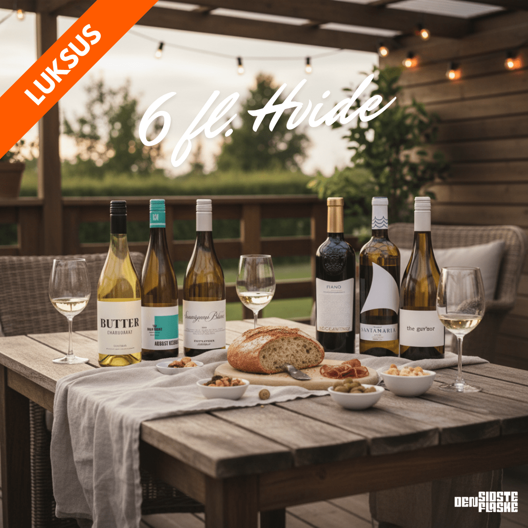 Den Sidste Flaske Hvidvins Smagekasse Hvide Hverdagsfavoritter – Luksus (6 fl.)