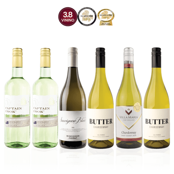 Den Sidste Flaske Hvidvins Smagekasse Hvide Oversøiske Stjerner - Eksklusiv (6 fl.)