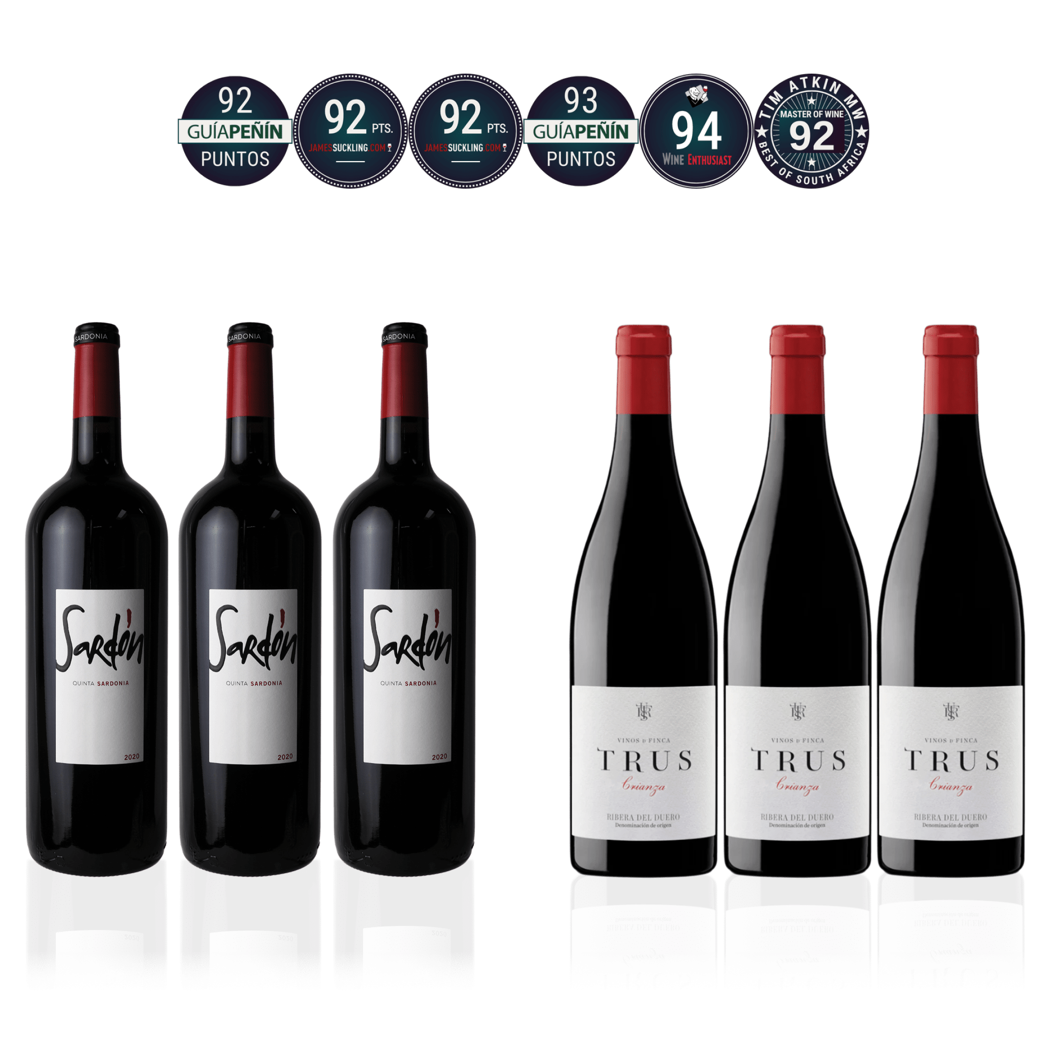 Den Sidste Flaske Rødvins Smagekasse MEGA BATTLE: Quinta Sardonia  vs. TRUS (6 fl.)